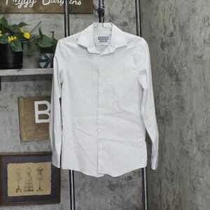 Geoffrey Beene Flex Spread-Collar Dress Shirt Dark Gray Multi S 14-14 1/2 32/33